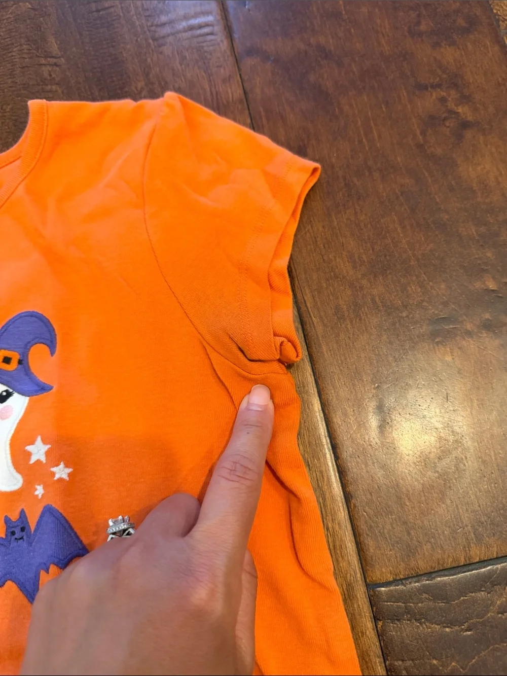 Gymboree Girls Orange Halloween Ghost & Bat Tee with Cauldron